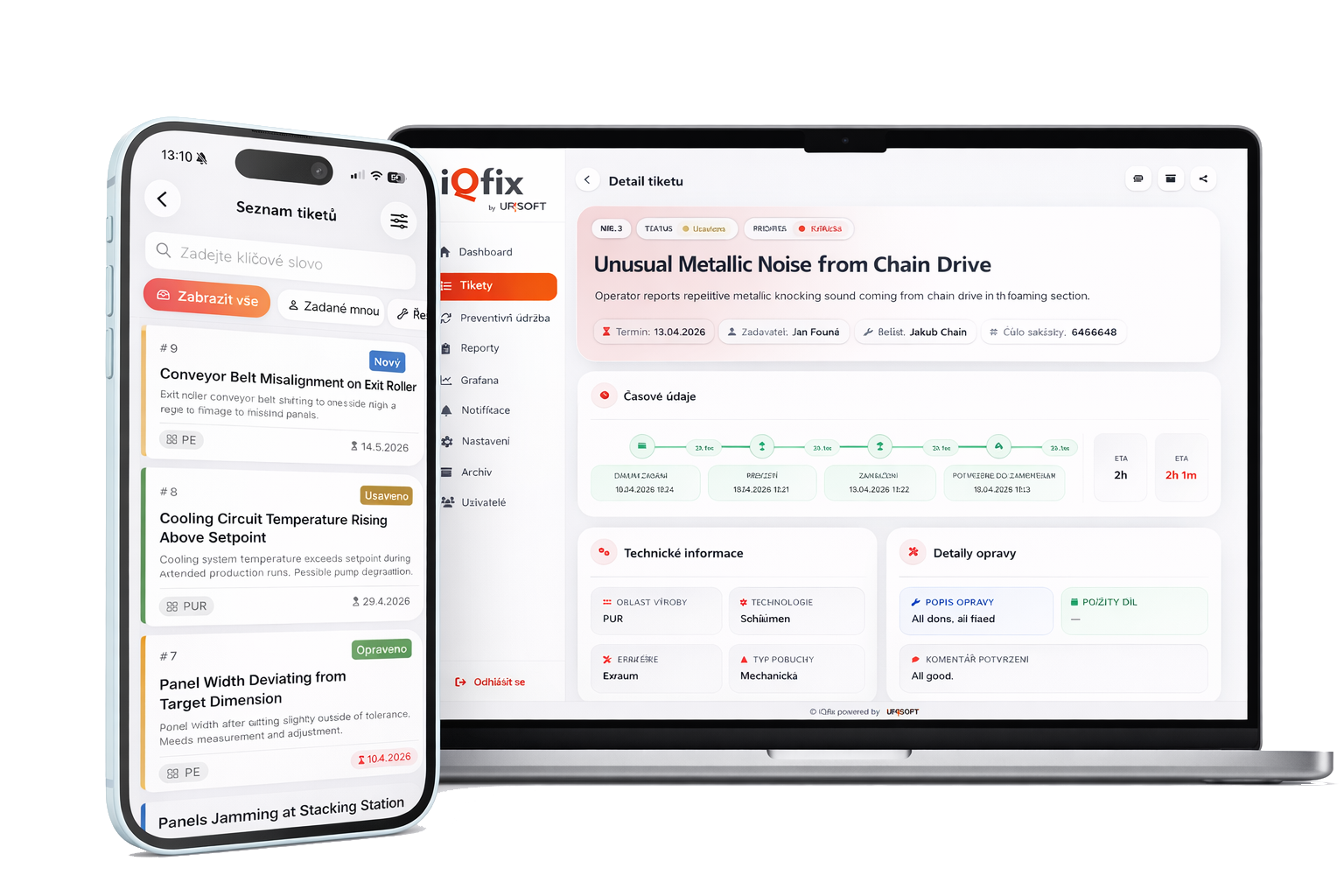 iQfix — mobilní aplikace a webový dashboard